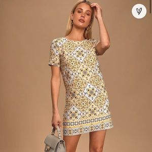 Lulus Dandy Lion Yellow Print Dress FREE SHIPPING